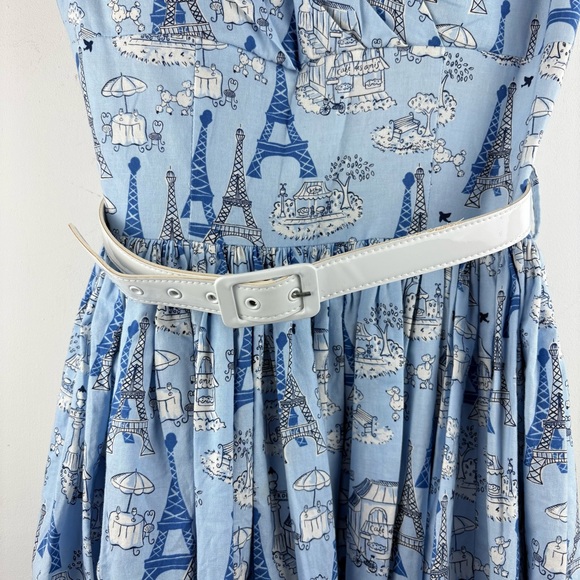 Bernie Dexter Blue Paris Poodle Dress French Pinup Style Rare Vintage Small EUC - Picture 5 of 11